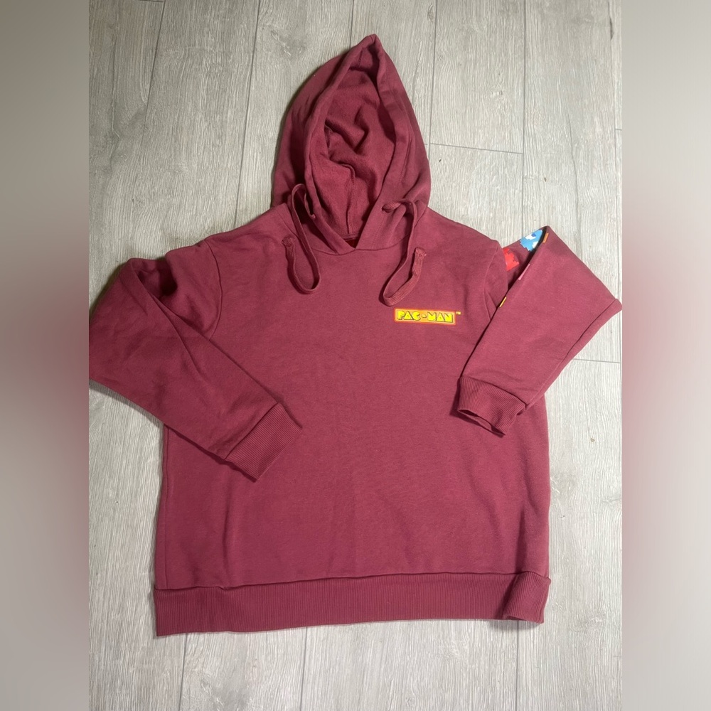 Pac-Man Sweatshirt Womens Size MEDIUM
 Crop Hoodie Sweatshirt
Pullover Plum
